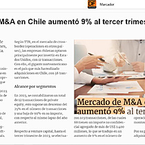 Mercado de M&A en Chile aument 9% al tercer trimestre de este ao